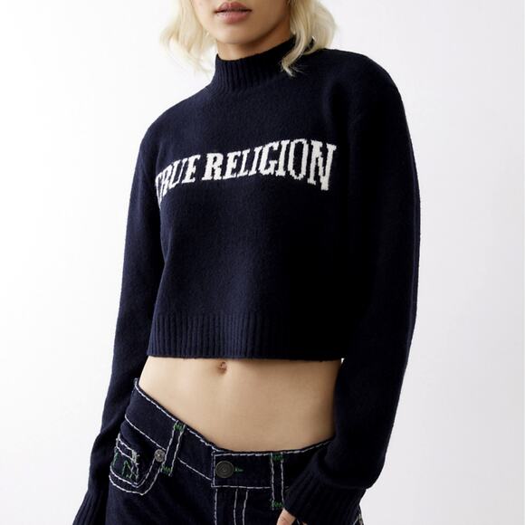 NWT True Religion Cropped Sweater - Large - Picture 3 of 9